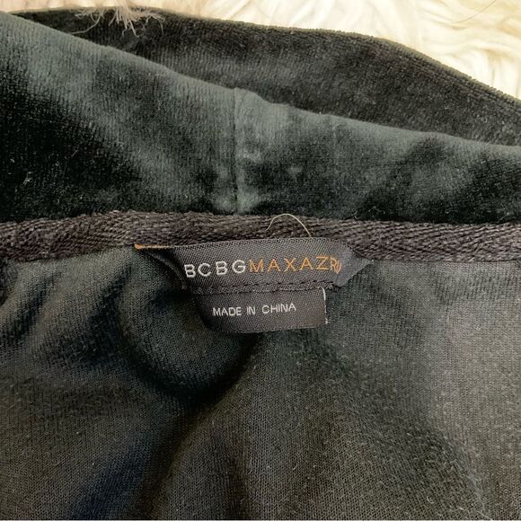 BCBGMaxAzria Y2K Vintage Black Gold Studs Velour Zip Tracksuit Jacket Pants S - Picture 13 of 13